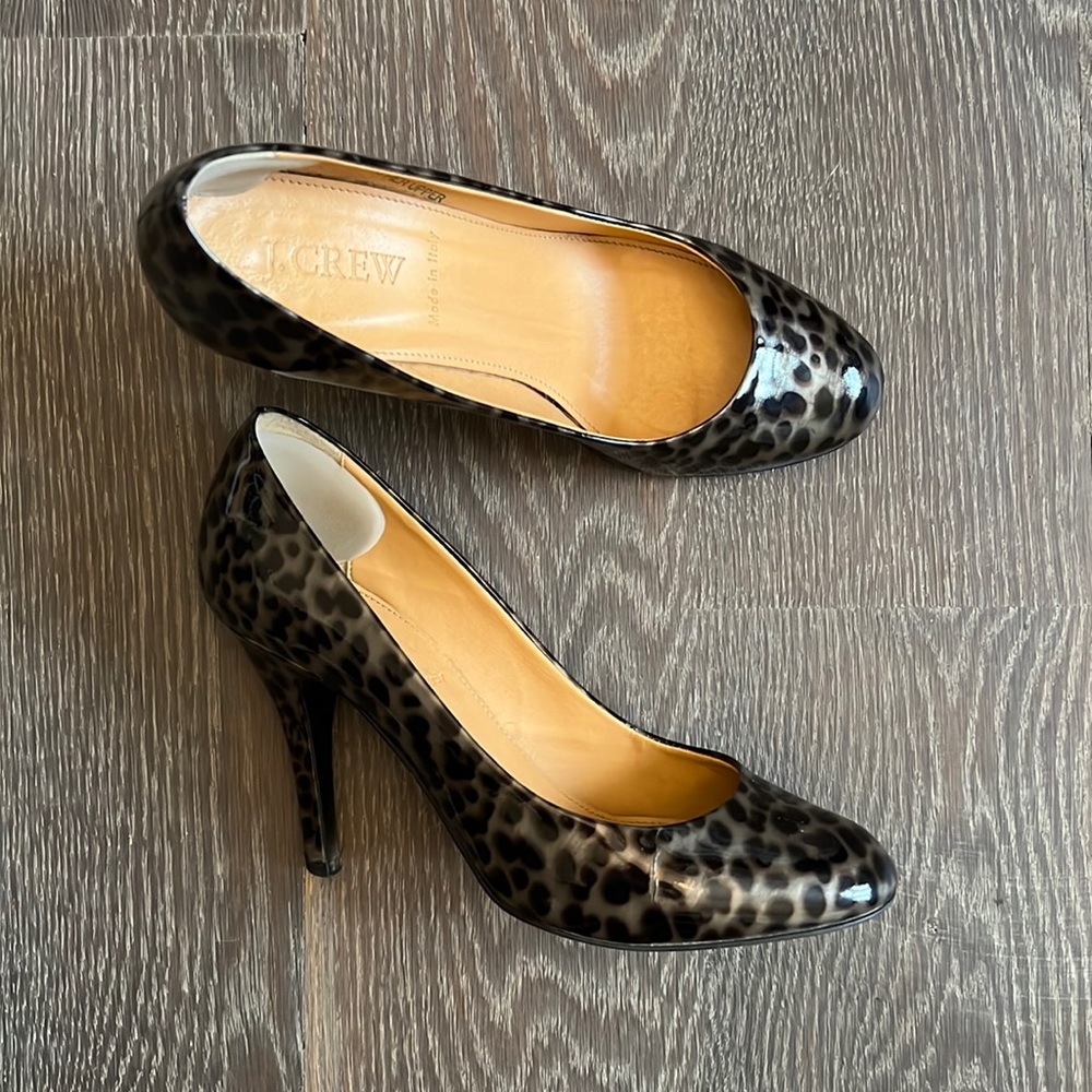 J Crew grey leopard heels 6.5